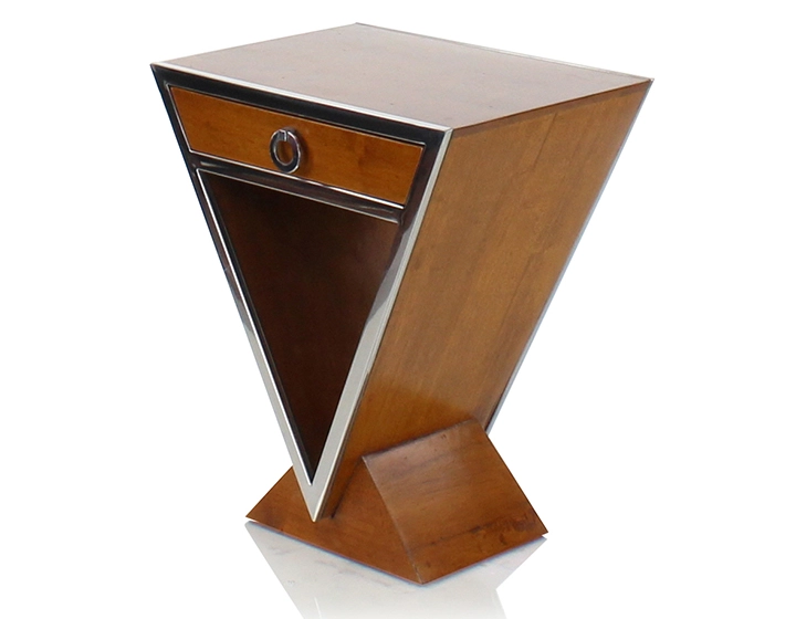 Table de chevet art déco bois teinte merisier