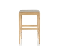 Tabouret de bar design H60 cm bois teinte naturelle assise tissu beige naturel