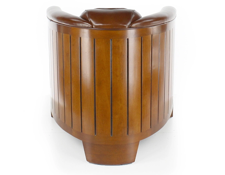 Club armchair in wood and leather vintage brown
