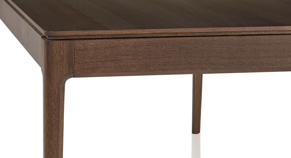 8 person oak dining table dark brown tint wooden top 180x100 cm