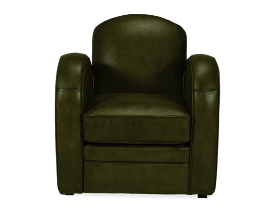 Sillón club de piel verde oliva