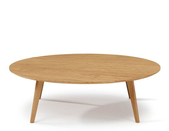 Table basse ronde en chêne plateau bois F1 teinte naturelle 110x110x30 cm
