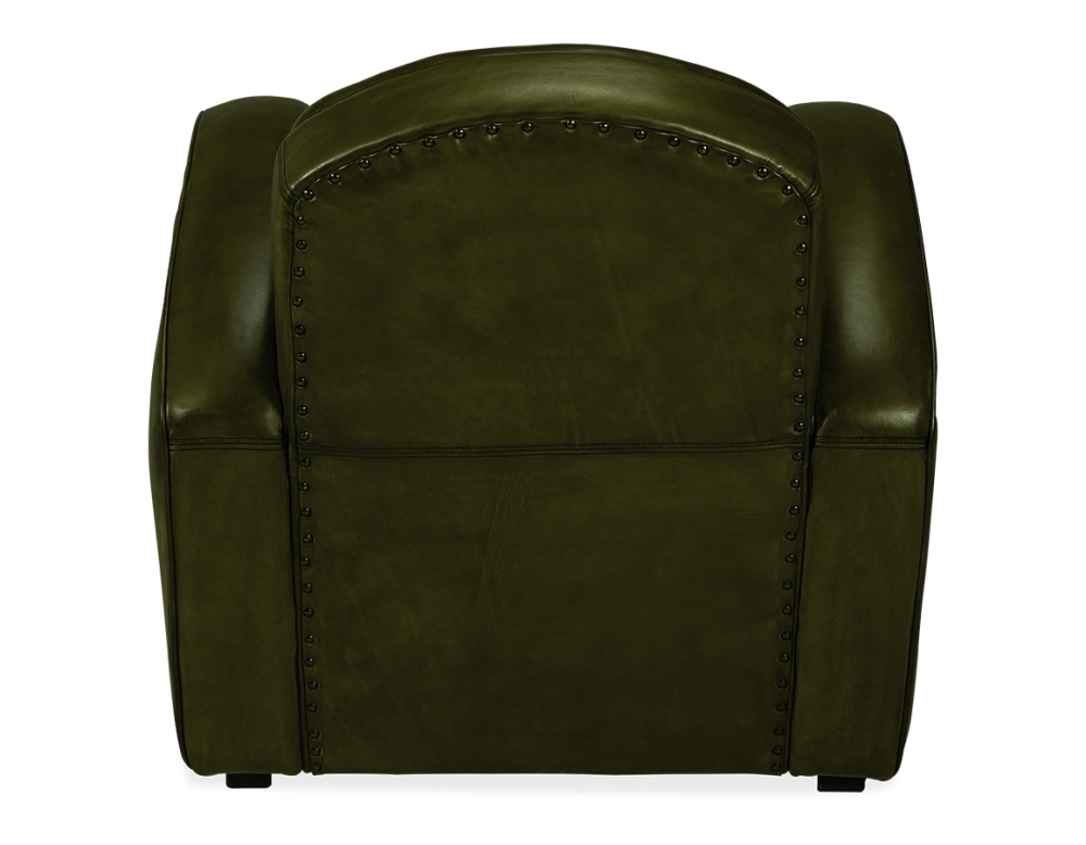 Leather club armchair olive green
