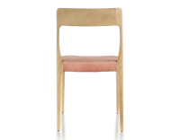 Chaise scandinave bois teinte naturelle assise tissu velours rose pâle