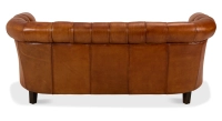 Canapé Chesterfield cuir 2 places marron clair accoudoirs cloutés
