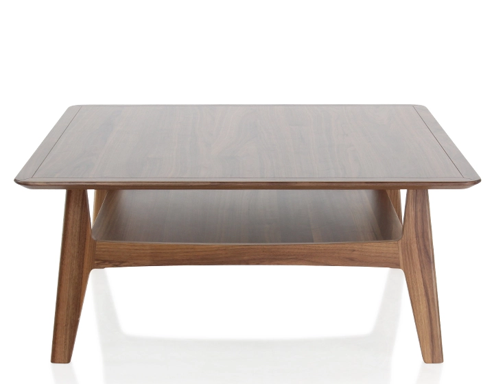 Table basse carrée en noyer teinte naturelle 100x100 cm