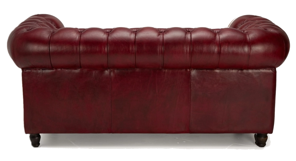 2 seater Chesterfield leather sofa Bordeaux studded armrests