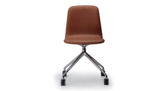 Silla de oficina sin ruedas respaldo de madera tinte antracita asiento de piel de vacuno antracita