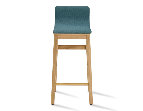 Taburete de bar de roble H60 cm madera tinte natural asiento tejido azul océano