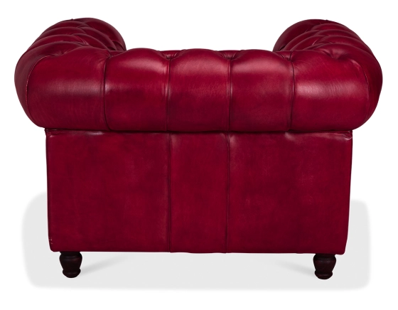 Chesterfield leather armchair Bordeaux studded armrests