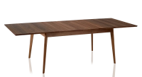 Table extensible en noyer 6 à 8 personnes avec plateau et allonges bois teinte naturelle 140x90 cm