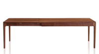 Table extensible en noyer 6 à 10 personnes avec plateau et allonges bois teinte naturelle 140x90 cm