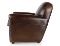 Sillón club de piel marrón intenso reposabrazos ribete
