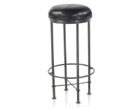 Taburete de bar vintage de piel negro