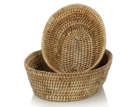 Small oval bread basket in natural rattan