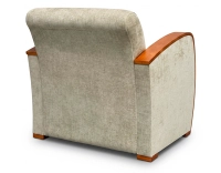 Sillón de diseño bois teinte merisier et tissu vert bambou