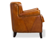 Fauteuil club cuir cognac accoudoirs cloutés