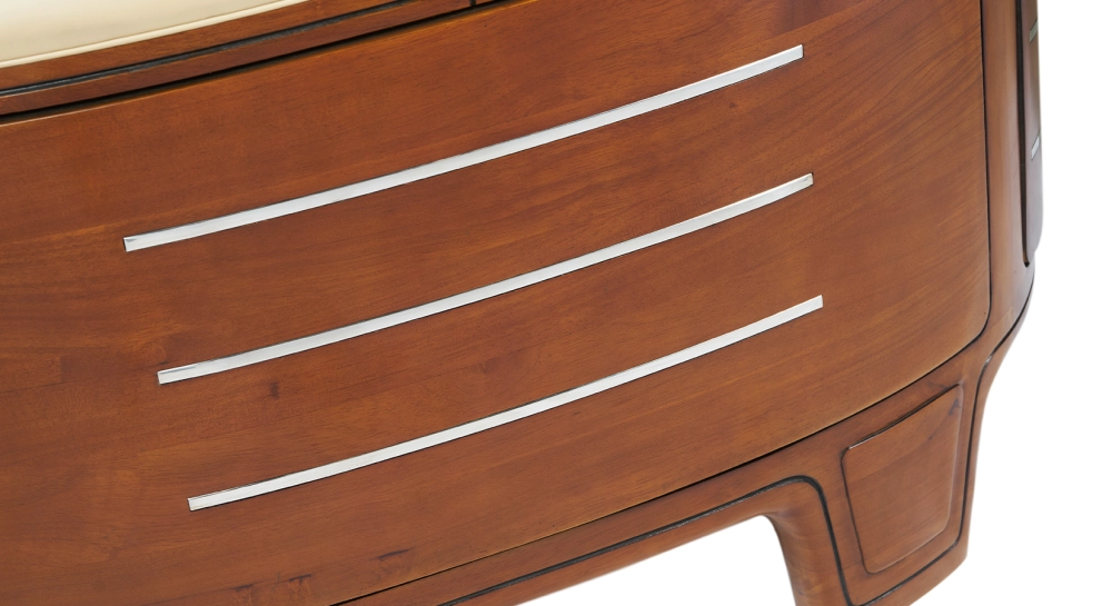 Sofá club de madera y piel de 2 plazas beige