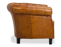 Fauteuil chesterfield cuir cognac accoudoirs cloutés