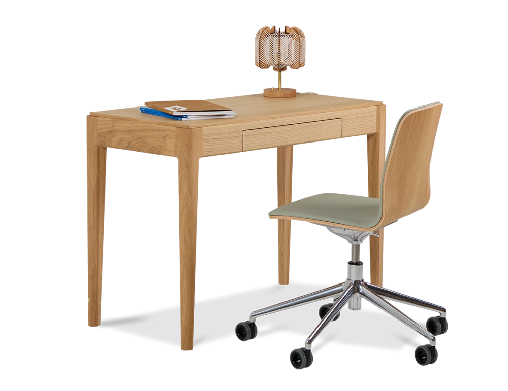 Lampe sur pied en bois et fil de coton tressage croisé
