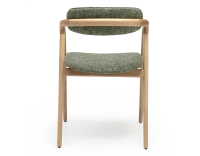 Chaise scandinave bois teinte naturelle assise tissu chiné vert