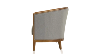 Canapé vintage 2 places bois teinte meriser et tissu gris clair