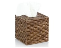 Brown rattan square tissue box