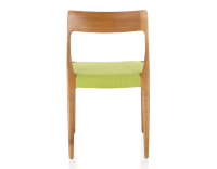 Scandinavian chair cherry-stained wood, apple green fabric seat