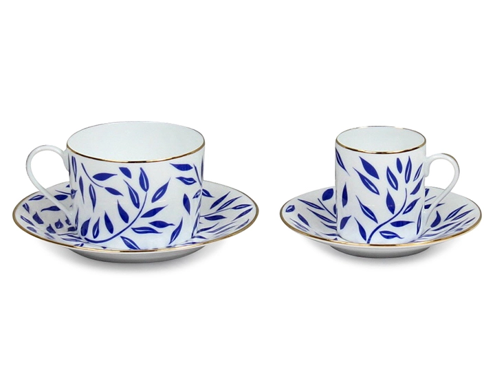 Tasse à thé avec soucoupe en porcelaine lot de 2
