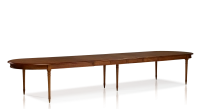 Table extensible Louis XVI allongée pour 14 à 20 personnes bois teinte ancienne avec 4 allonges 310x120 cm