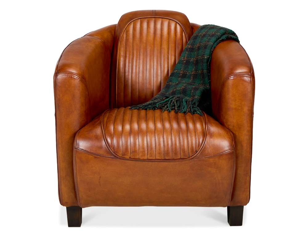Fauteuil club cuir marron clair