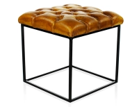 Pouf Chesterfield cuir cognac