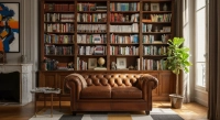 Sofá Chesterfield de piel 2 plazas marrón vintage reposabrazos con tachuelas
