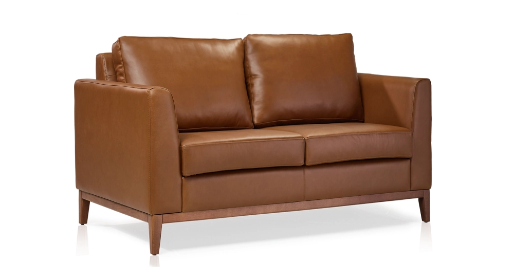 2 seater designer sofa hazelnut leather