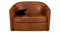 2 seater leather club sofa light brown