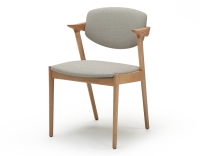 Chaise design teinte naturelle et tissu beige naturel bois teinte naturelle assise tissu beige naturel