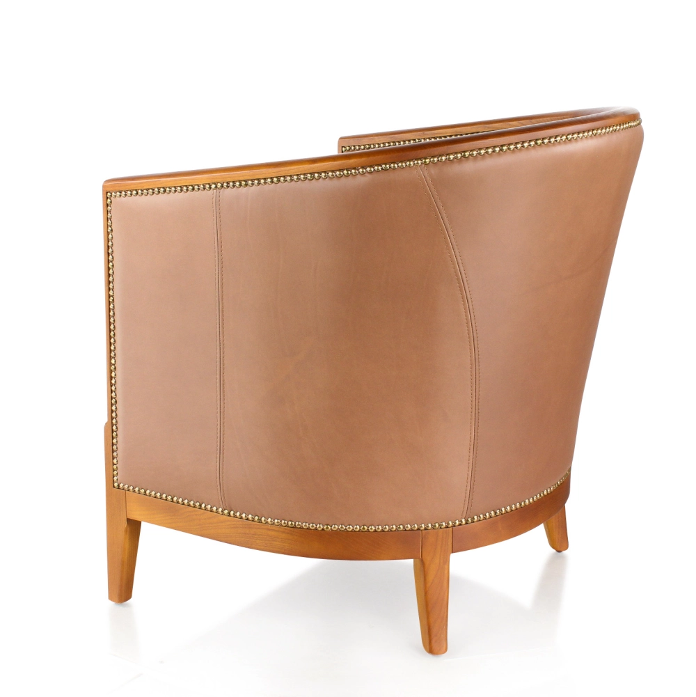 Antique armchair Cherry tint and hazelnut leather