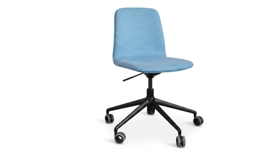 Silla de oficina con ruedas asiento de tejido de lana hervida azul