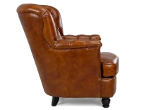 Fauteuil Chesterfield cuir marron clair moyen dossier