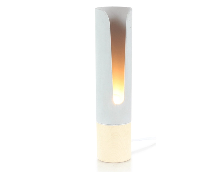 Lampe à poser en bois et béton
