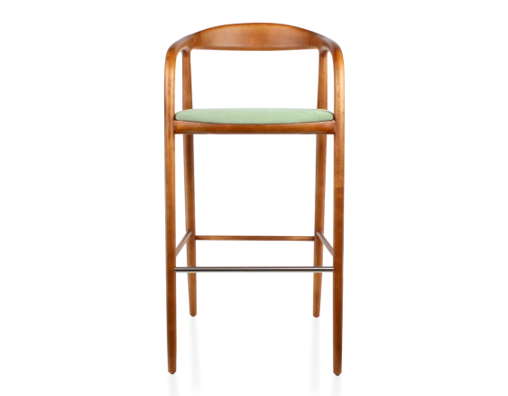 Taburete de bar h80 cm tinte cerezo asiento tejido verde madera tinte cerezo y tejido verde