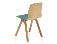 Silla de diseño de roble tapizada madera tinte natural asiento tejido azul océano