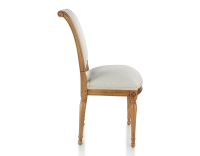 Antique Directoire style chair wood stained antique and natural beige fabric