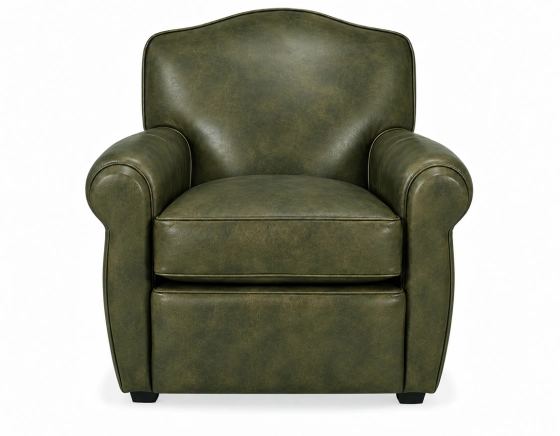 Leather club armchair olive green