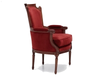 Sillón bergère estilo Luis XVI bois teinte ancienne et tissu bordeaux