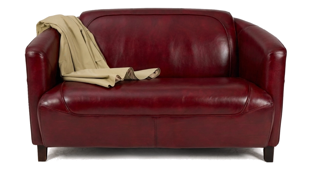 2 seater leather club sofa burgundy
