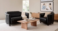 3 seater leather club sofa black