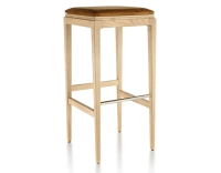 Taburete de bar de diseño H80 cm madera tinte natural asiento tejido terciopelo bronce