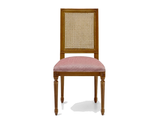 Louis XVI style antique chair cane back chair with fabric seat