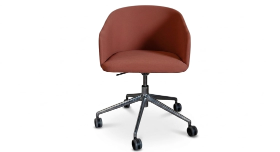 Silla de oficina con ruedas asiento tejido rosa